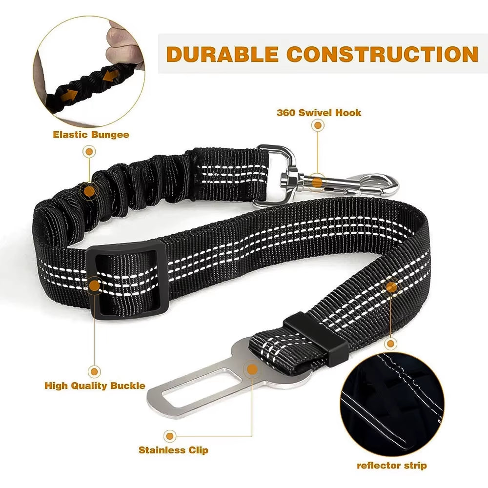 Dog Seat Belt Adjustable Pet Car Leash Harness Safety Leads for Vehicle Elastic Car Safety Belt